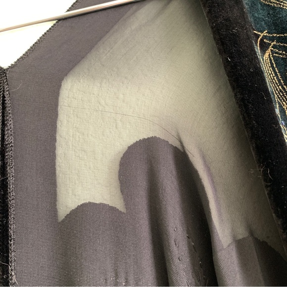 VINTAGE shawl cover up velvet beads embroidery peacock floral OS silk blend - Picture 14 of 16